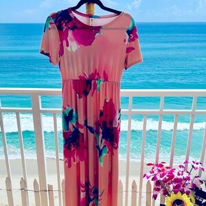 VANILLA BAY Pink Multicolor Floral Maxi Dress